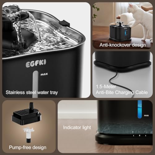 EGFKI 3.6L Smart Cat Water Fountain with App & WiFi