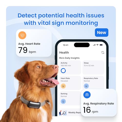 Tractive Smart Dog GPS Tracker | Live Pet Tracker with Virtual Fence | Vital Signs Monitoring of Heart & Respiratory Rate | Bark Monitoring | Dog Collar Attachment