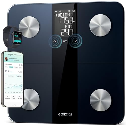 Etekcity Smart Scale for Body Weight and Fat Percentage, Digital Bathroom Accurate Weighing Machine for People's BMI Muscle, Bluetooth Electronic Body Composition Monitor Syncs with App, 400lb, White