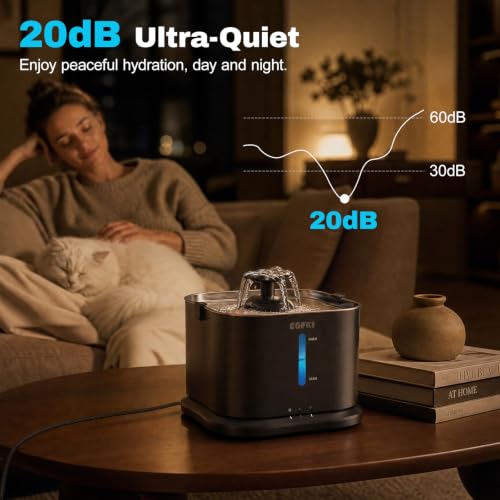 EGFKI Smart Cat Water Fountain, 3.6L/121oz Automatic, App & WiFi