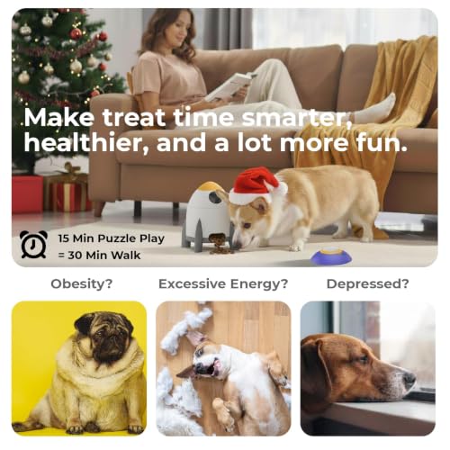 Interactive Dog Puzzle Feeder Toy, Automatic Dogs Treat Dispenser for IQ Training & Slow Feeder, Dog Food Dispenser with Remote Button, Suitable for Indoor or Outdoor Play, All Breeds, OtterVerz 11