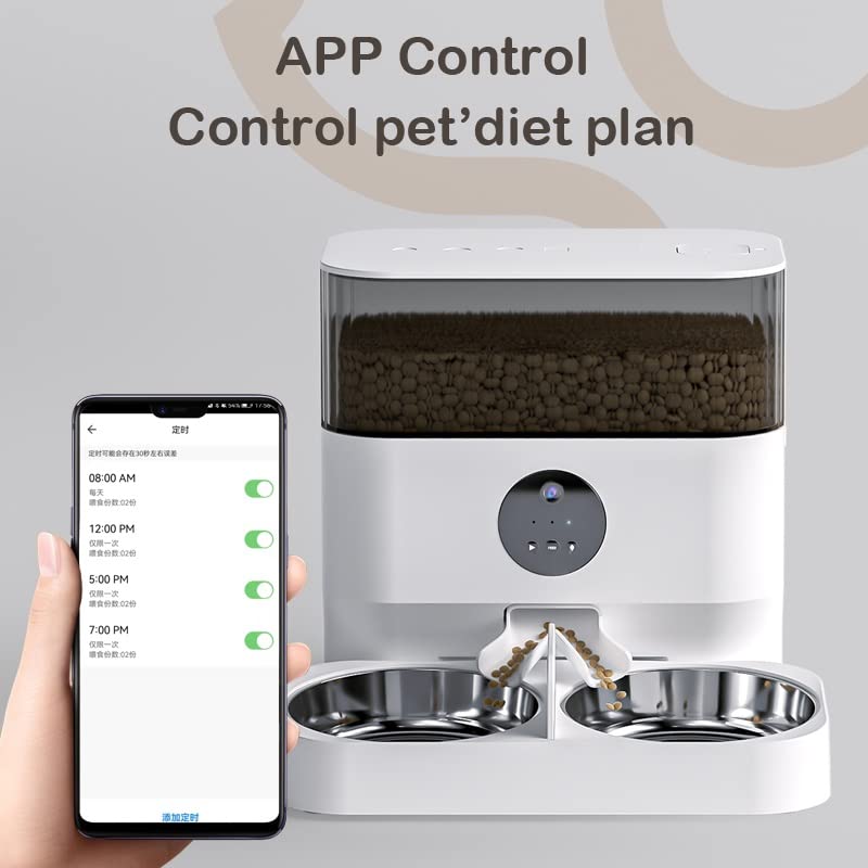 cyhymq 5L 2 Bowl 1 Disc Control Feeder Timing Automatic for Cat Dog Pet Smart