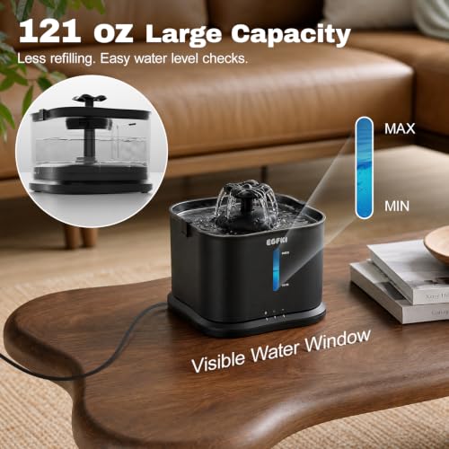EGFKI Smart Cat Water Fountain, 3.6L/121oz Automatic, App & WiFi