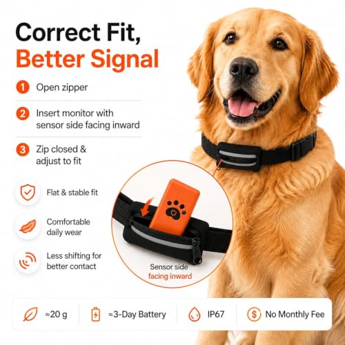 Clvior Smart Dog Health Monitor Collar with App Tracking