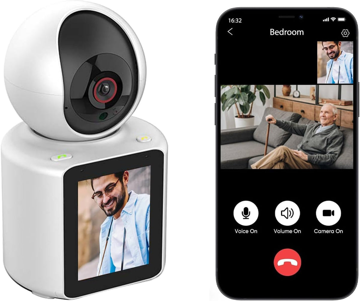 LASTCOW Two-Way Video Calling Camera with 2.8 inch HD Screen, 1080P Indoor Home Security Camera, Indoor Home Nanny Camera