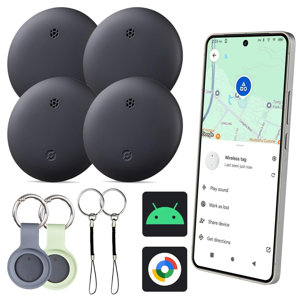 Bestray Air Tracker Tag for Android - 4 Pack, Bluetooth Tracker for Android Phones, Compatible with Google Find Hub Device
