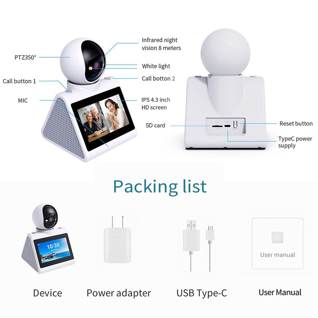 CIAJIE Smart Two-Way Pet Camera with Pan-Tilt & App Control