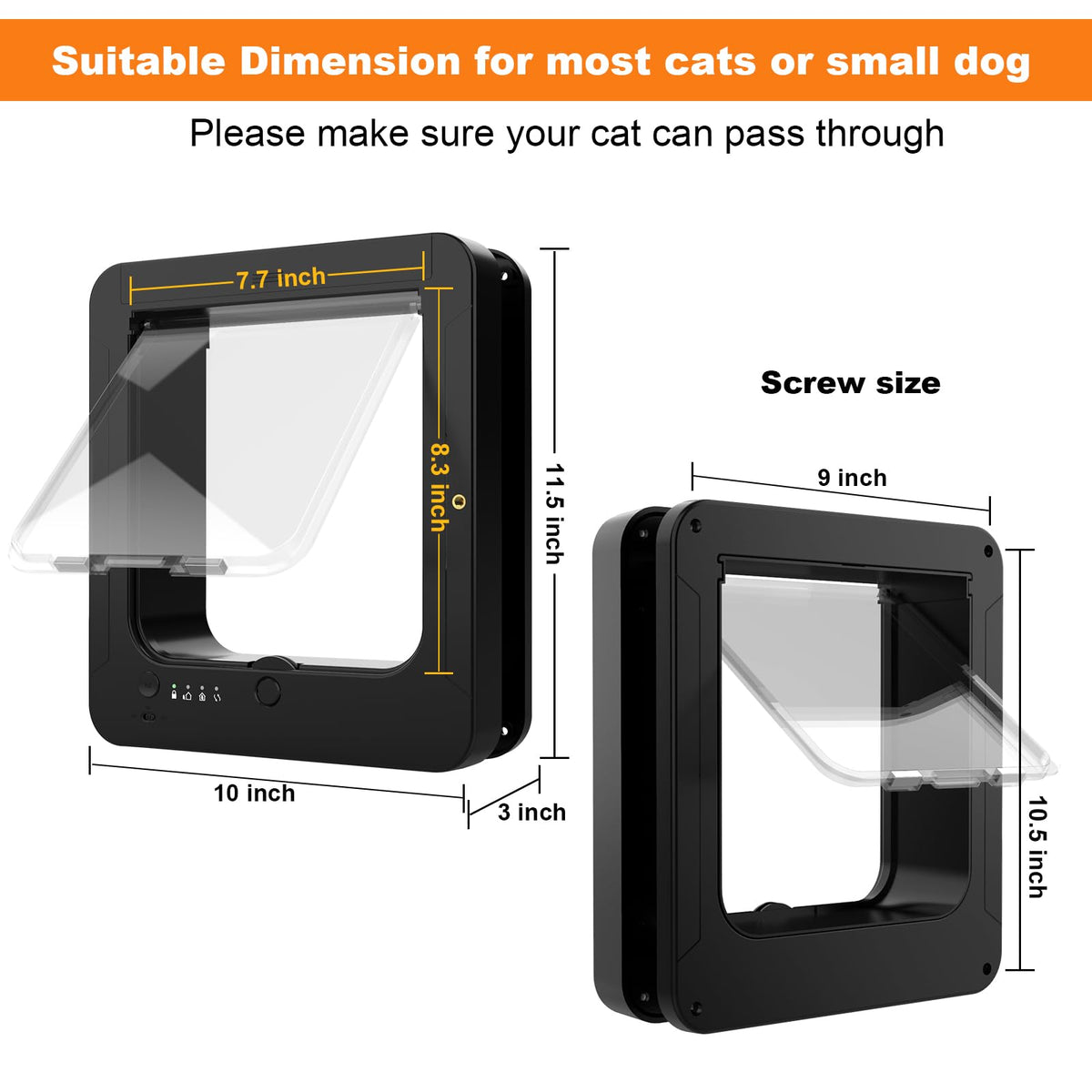 SmartPetDoor RFID Cat Door with Remote & 4-Way Lock