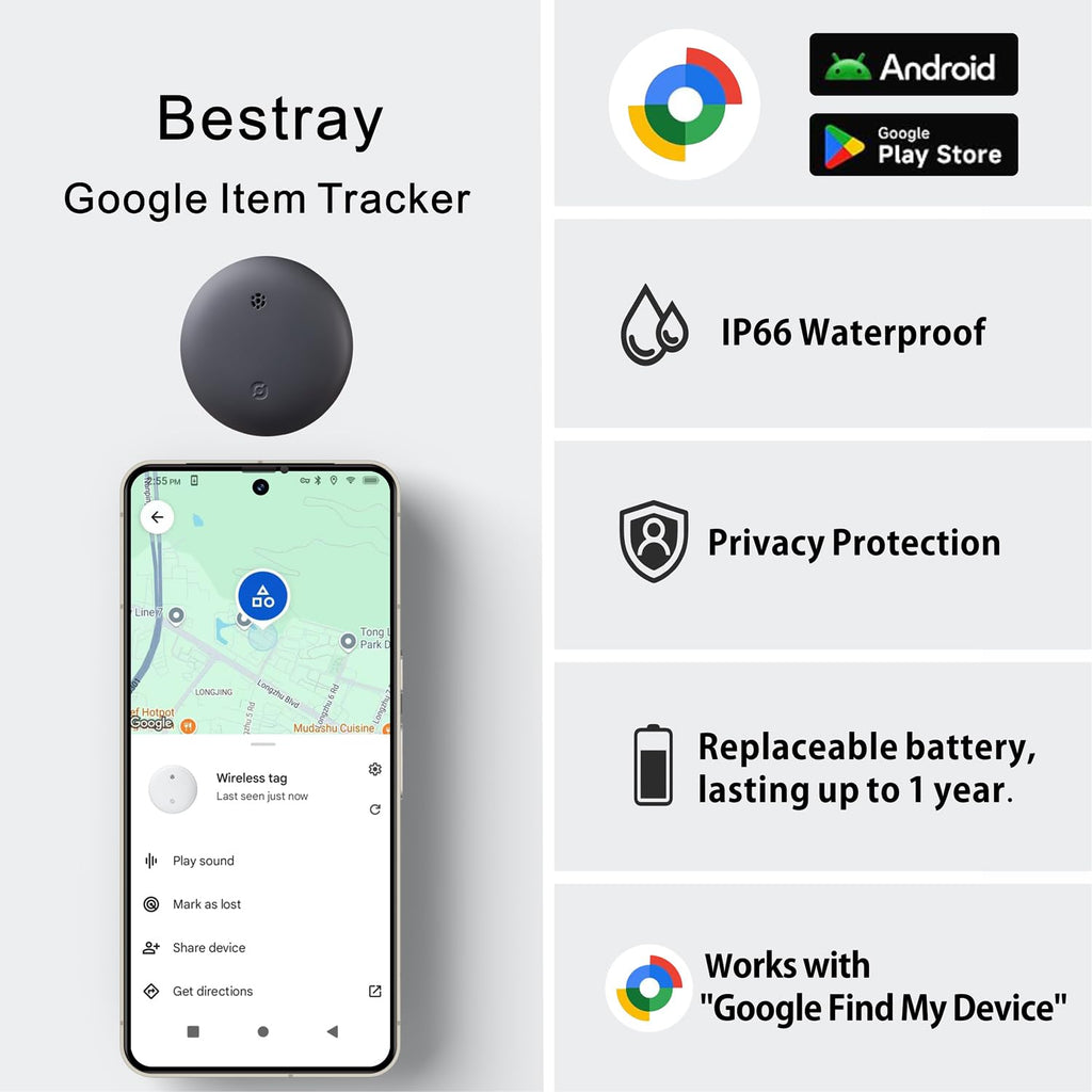 Bestray 4-Pack Bluetooth Tracker Tags for Android Find Hub