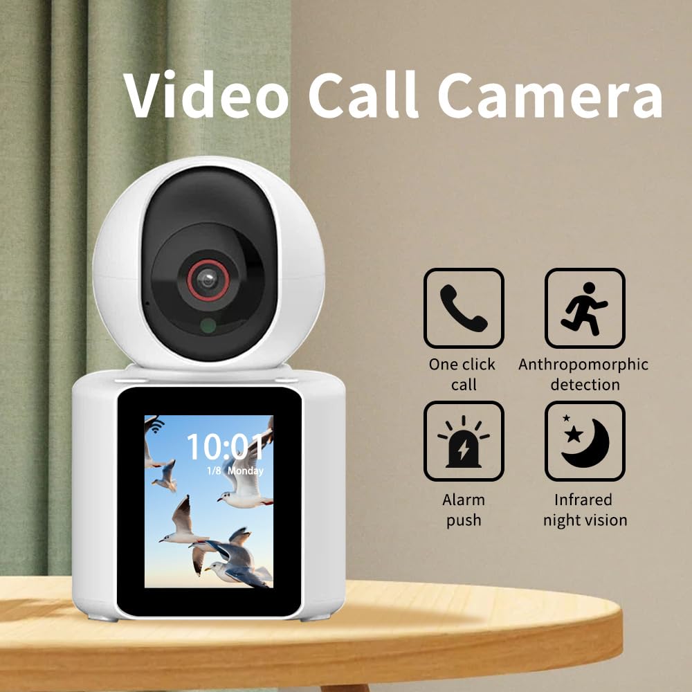 LASTCOW Two-Way Video Calling Camera with 2.8 inch HD Screen, 1080P Indoor Home Security Camera, Indoor Home Nanny Camera