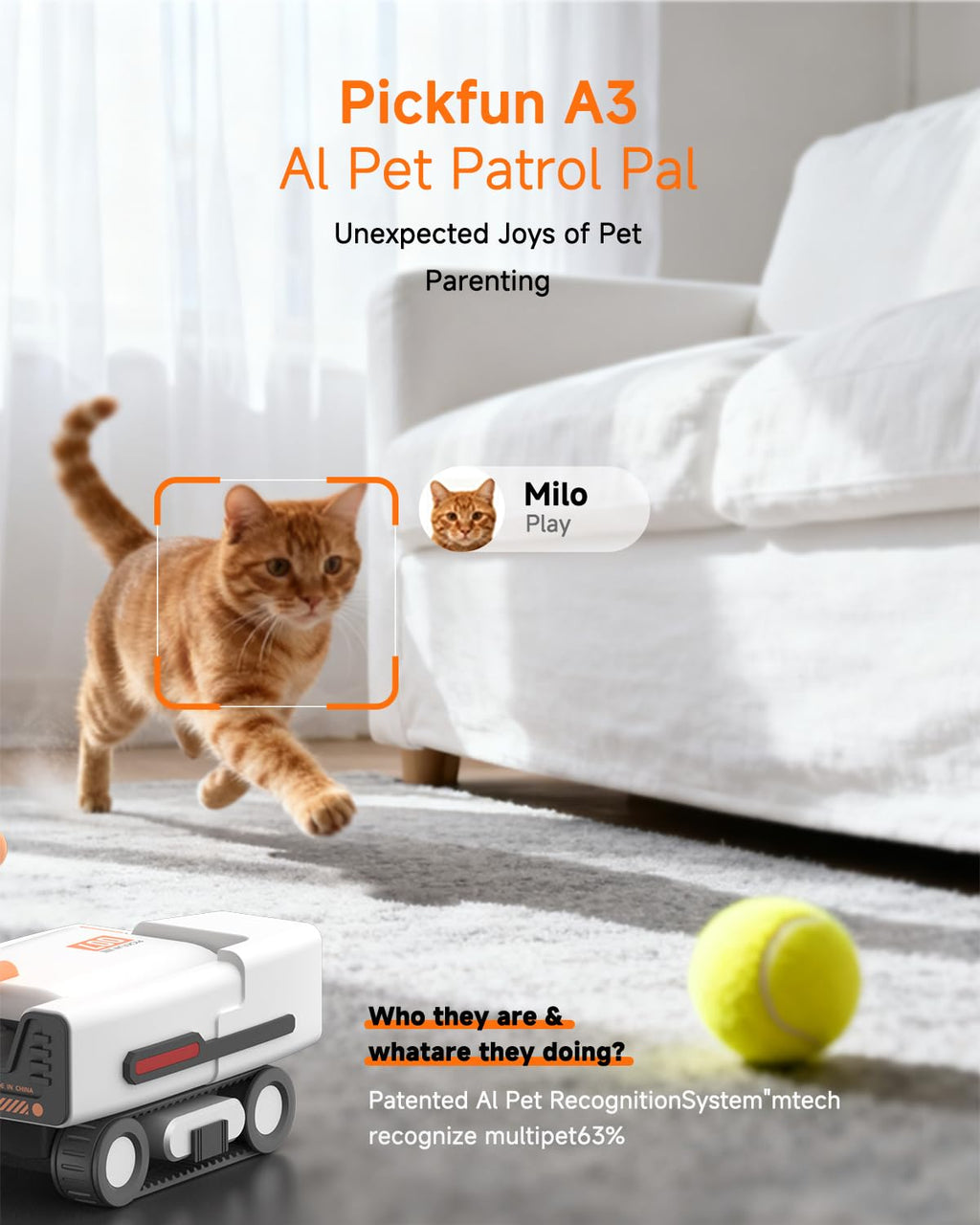PICKFUN PMATE AI 2K Self-Moving Pet Camera Rover