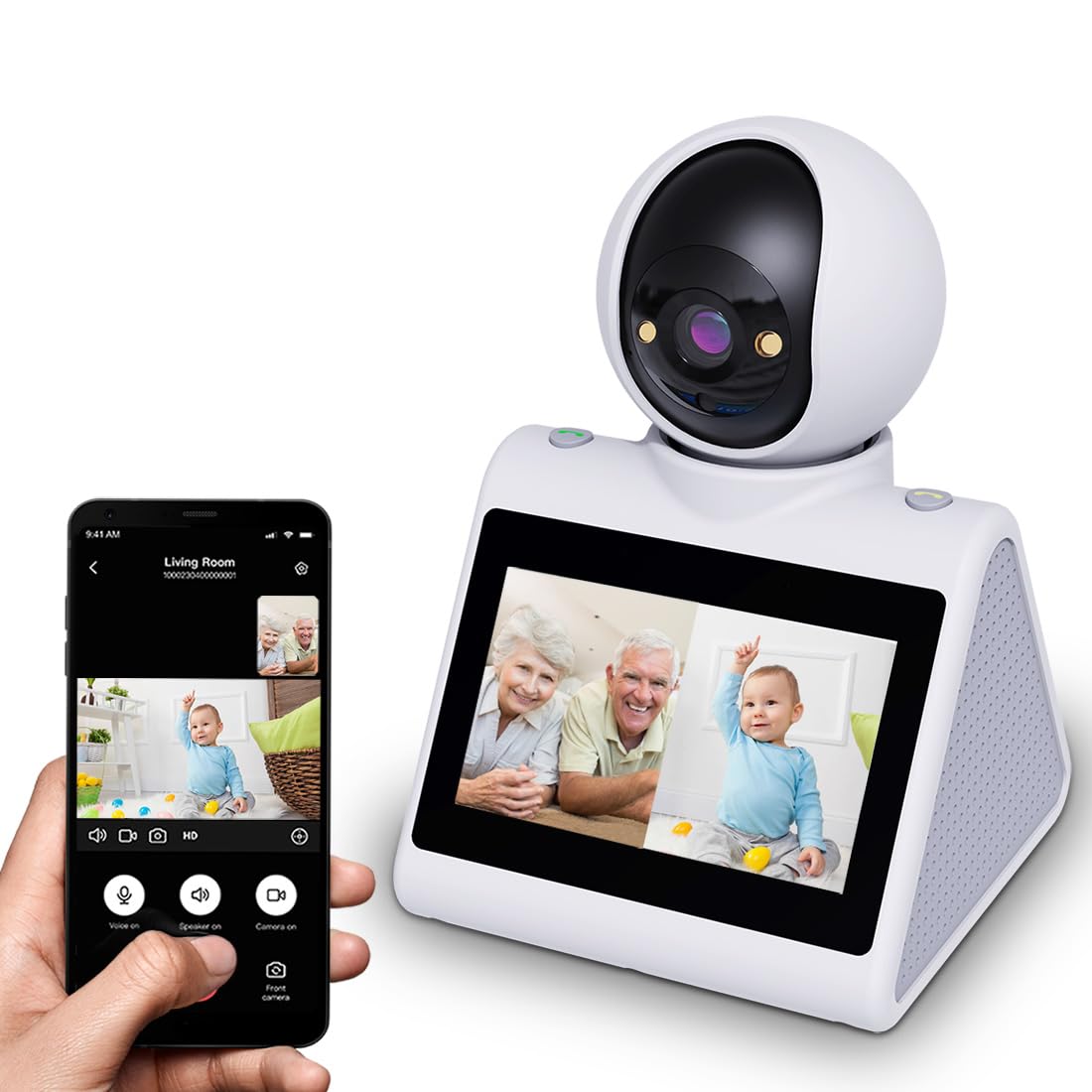 CIAJIE Two Way Video Camera,Indoor Home Security Cameras,Pet Dog Camera with Phone App,Motion for/Elderly/Nanny/Pet/Dog,Audio Calling Device Pan Til Dome Camera,Motion Detection