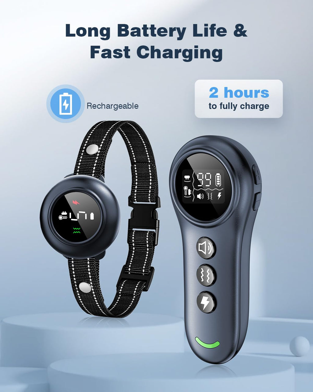2-in-1 Smart Anti-Bark Dog Training Collar with Remote