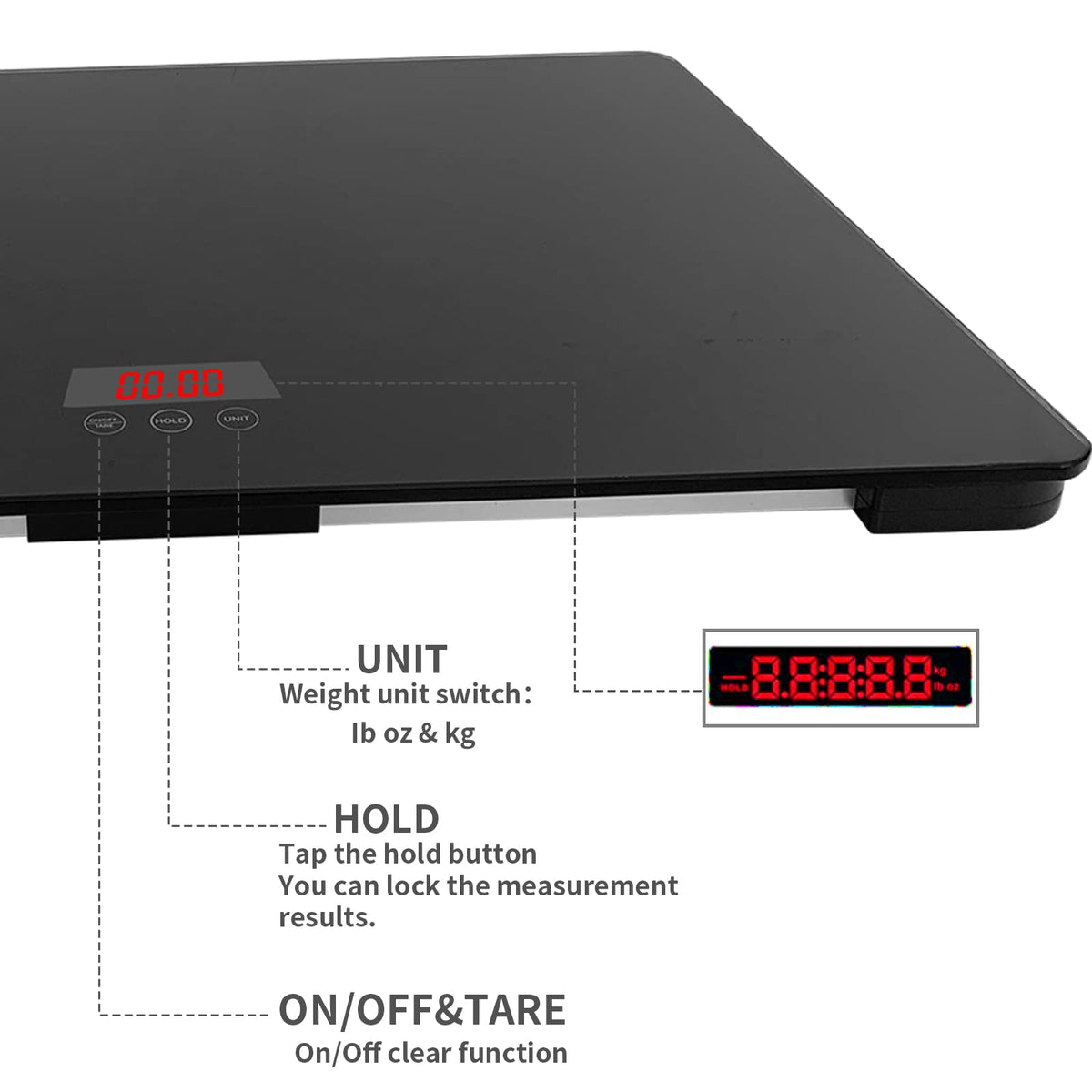 Digital Pet Scale for Dogs, 25.6 X 17.7inchs, Max 220 lbs, Animal Scale Platform, 3 Weighing Modes, kg, oz, lb, Precision 10g, Black