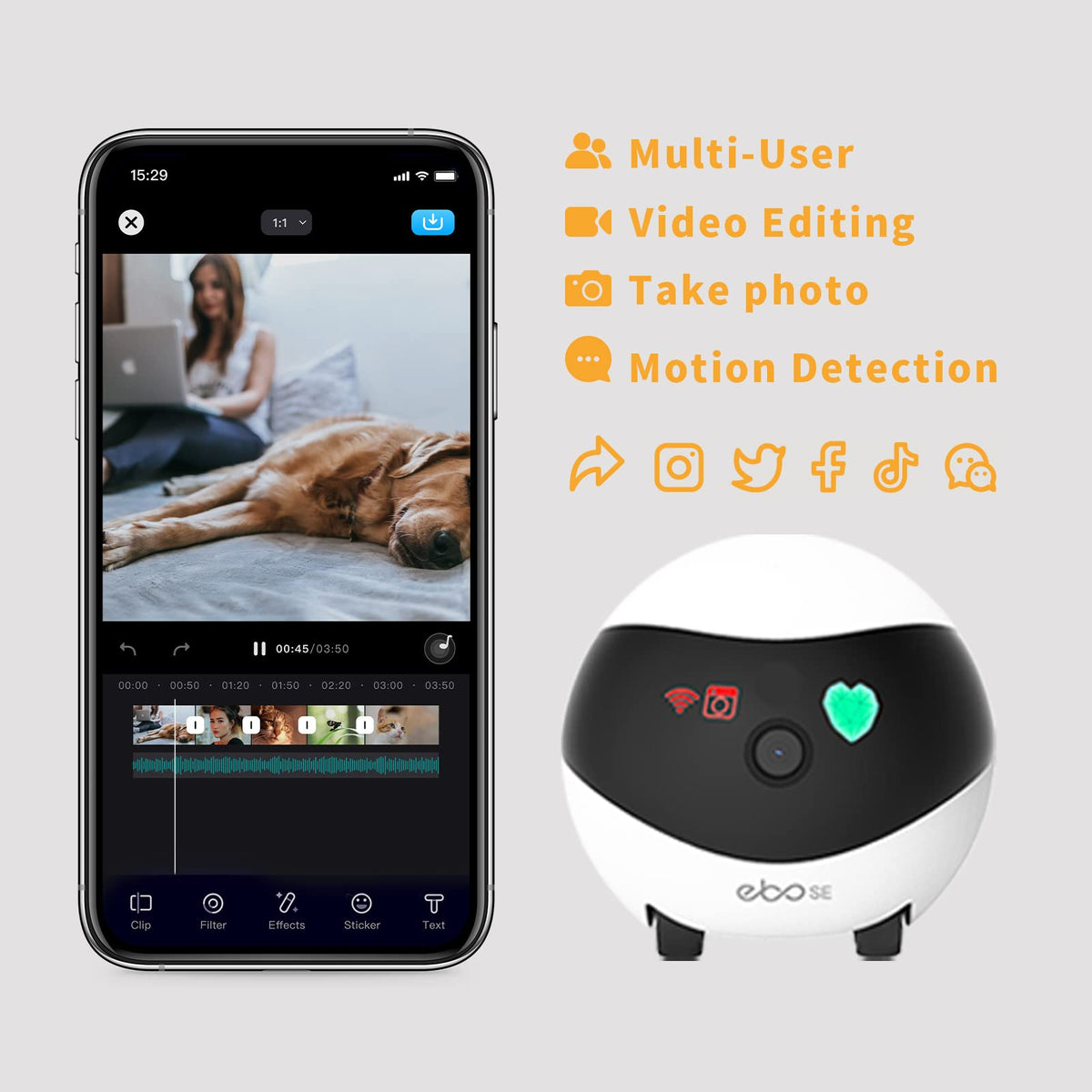 Enabot EBO SE 1080P Smart Pet Companion Robot Camera