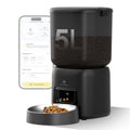 Automatic Cat Feeder, 5G WiFi Auto Cat Food Dispenser with Desiccant Bag, 5L Timed Pet Feeder with Free APP Service, Adjustable Portions Down to 1/12 Cup, Up to 10 Meals Per Day, Dual Power Supply