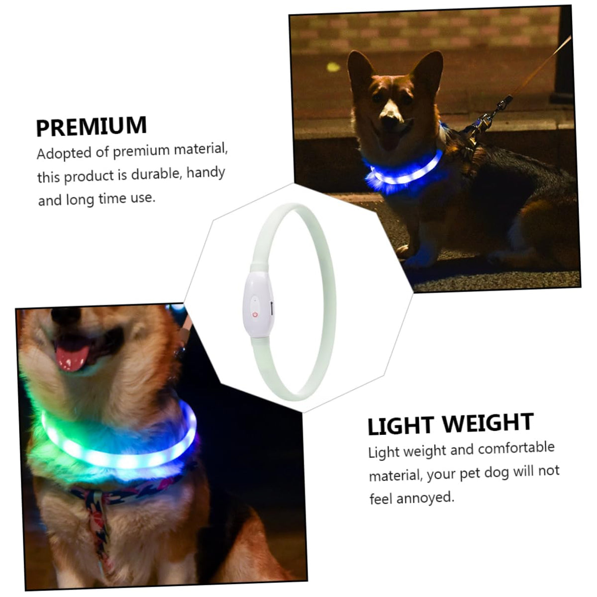 2 Sets Pet Glow Collar Basic Dog Collars Dog Glowing Pet Necklace LED Puppy Puppy