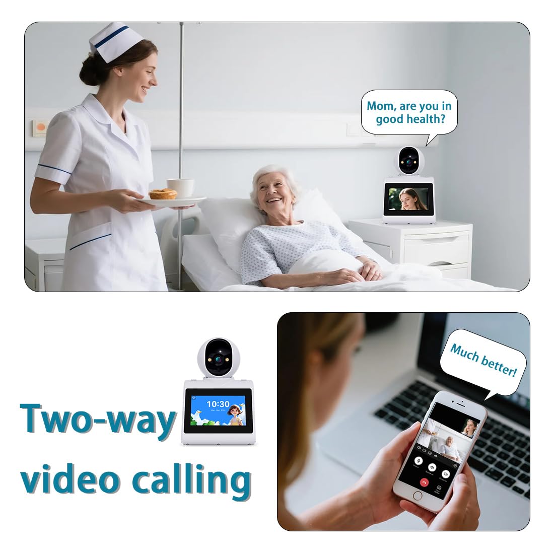 CIAJIE Two Way Video Camera,Indoor Home Security Cameras,Pet Dog Camera with Phone App,Motion for/Elderly/Nanny/Pet/Dog,Audio Calling Device Pan Til Dome Camera,Motion Detection