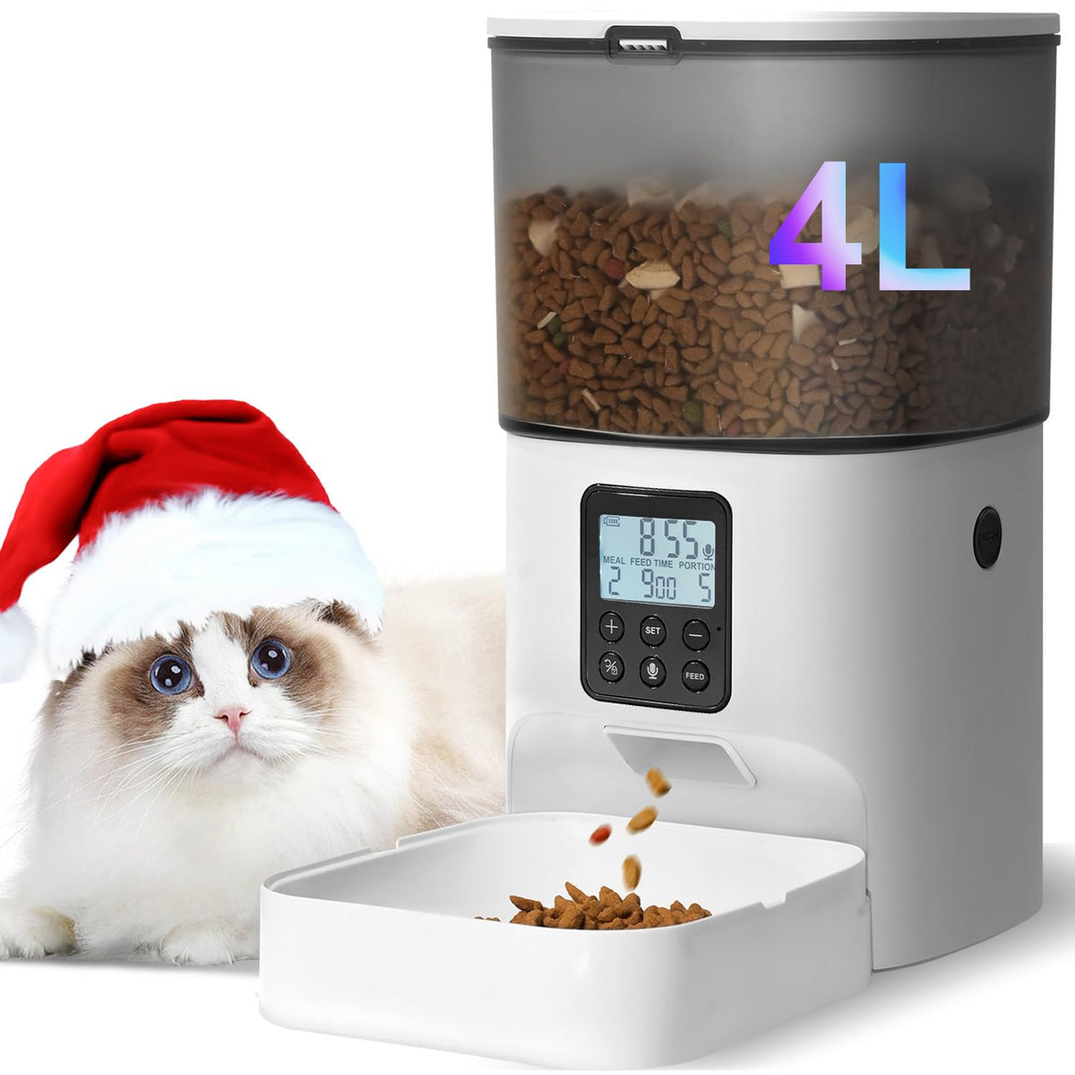 ANDOLL HOME Automatic Cat Feeder,4L Timed Cat＆Dog Dry Food Dispenser