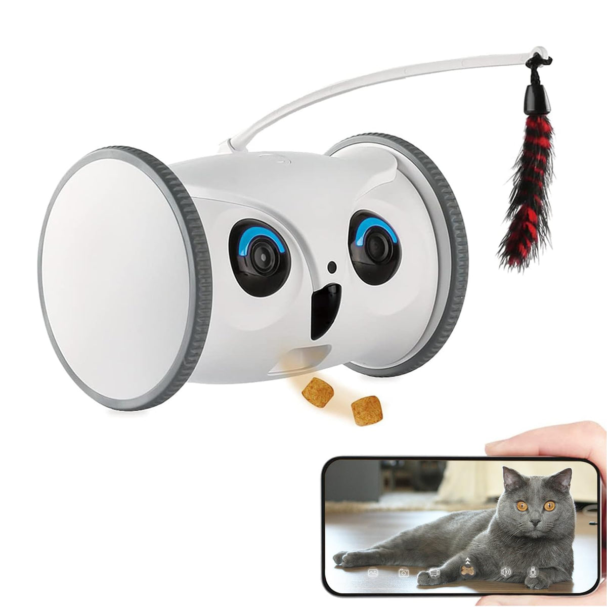 SKYMEE Owl Robot,Pet Camera Treat Dispenser