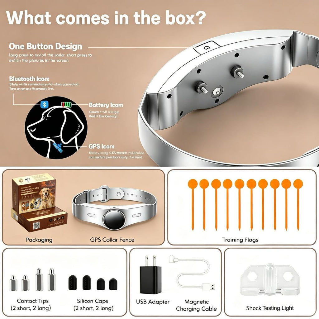 GPS Wireless Dog Fence Collar System with Free App Control