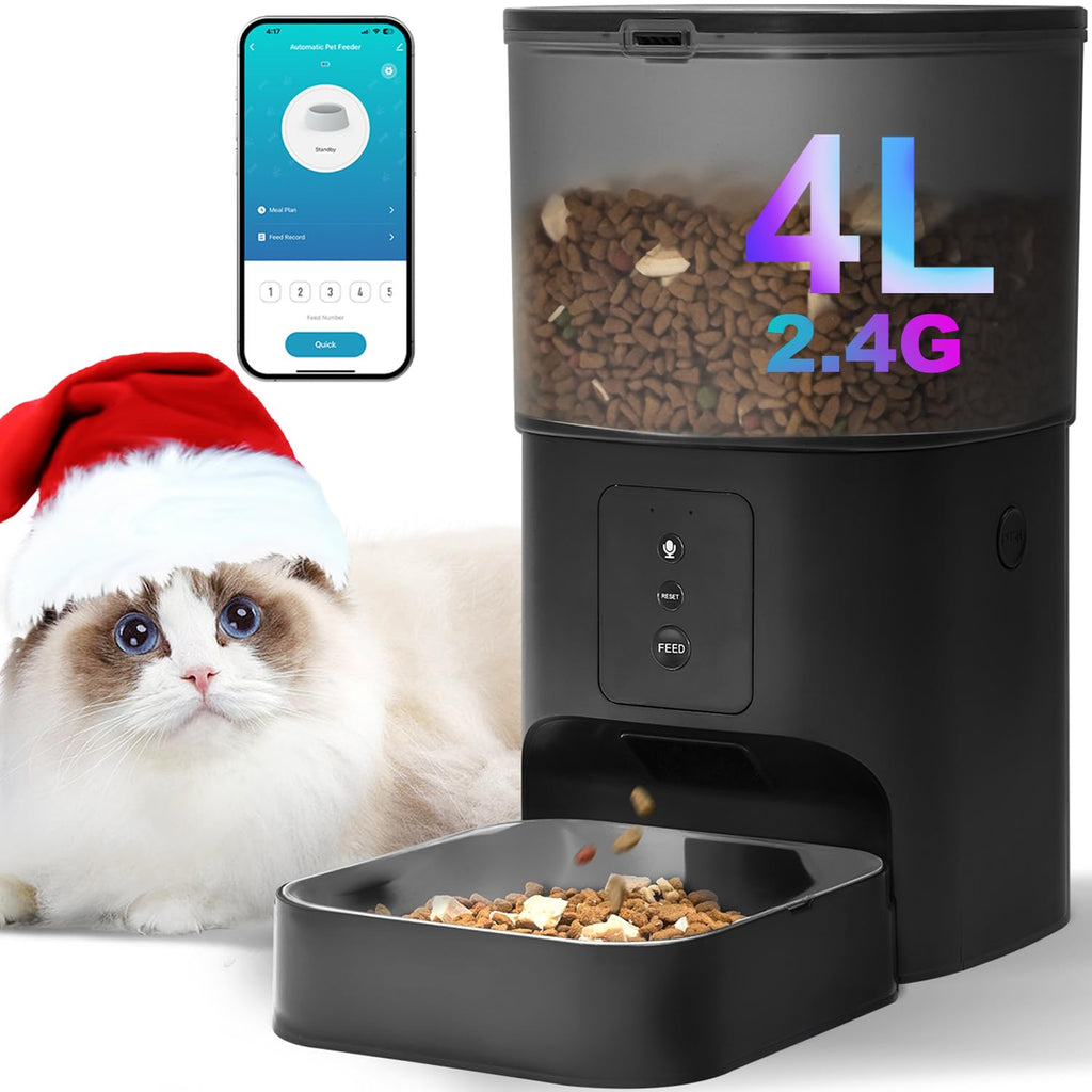 ANDOLL HOME Automatic Cat Feeder,4L Timed Cat＆Dog Dry Food Dispenser