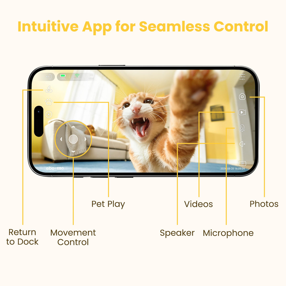 Enabot EBO SE 2 Smart 2K Pet Companion Robot Camera