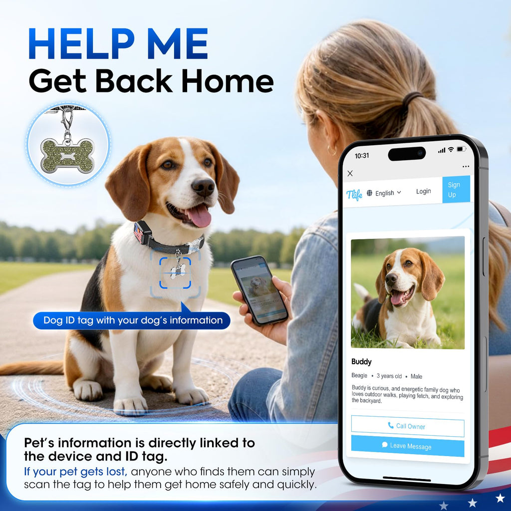 Smart Dog GPS Tracker, Live Pet Tracker with Virtual Fence, Dog Tracker for Dogs with Health & Behavior Monitoring, Escape Alerts, with Virtual Fence, Complimentary 6-Month Subscription