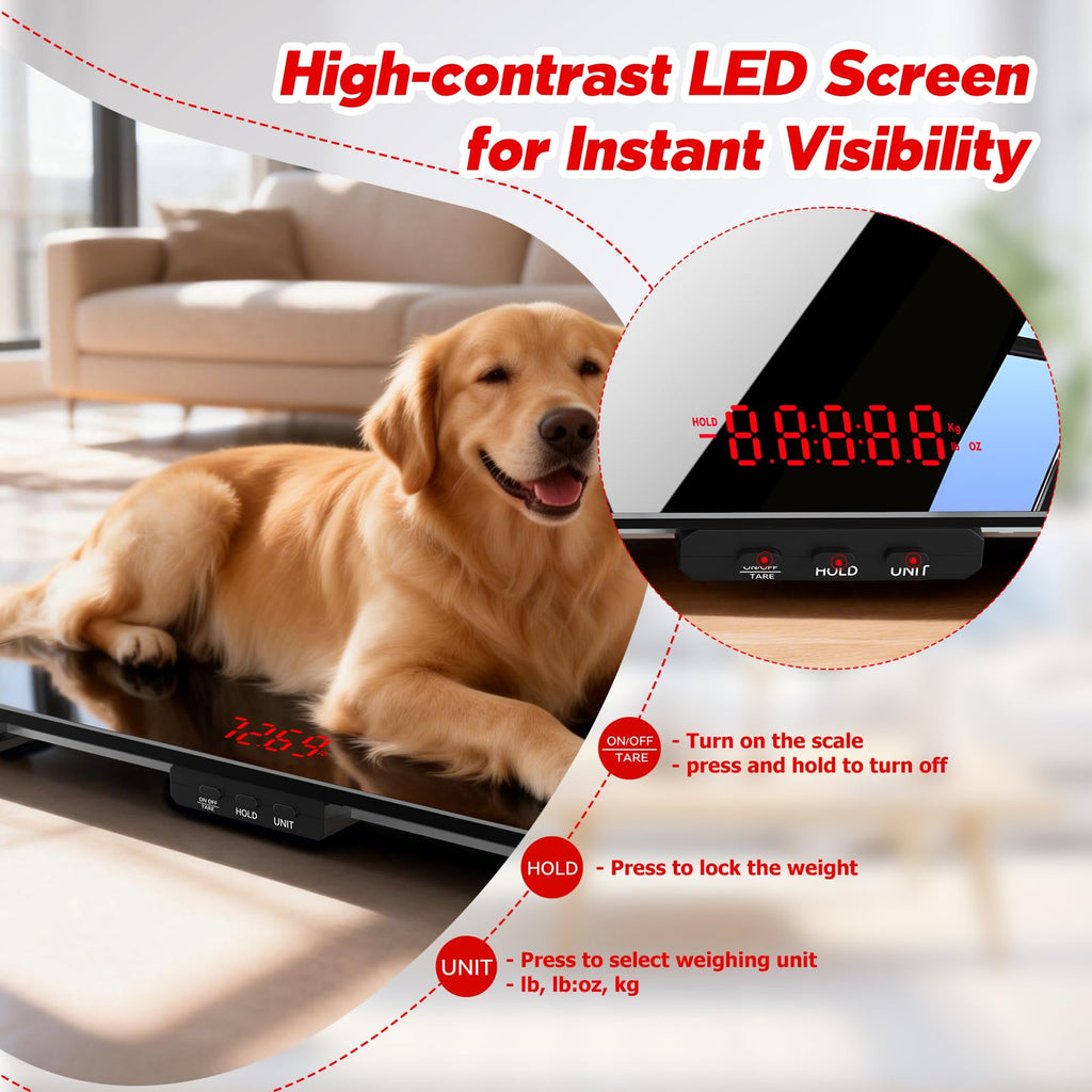 220 lb Digital Dog Scale with Smart Hold & Tare Function