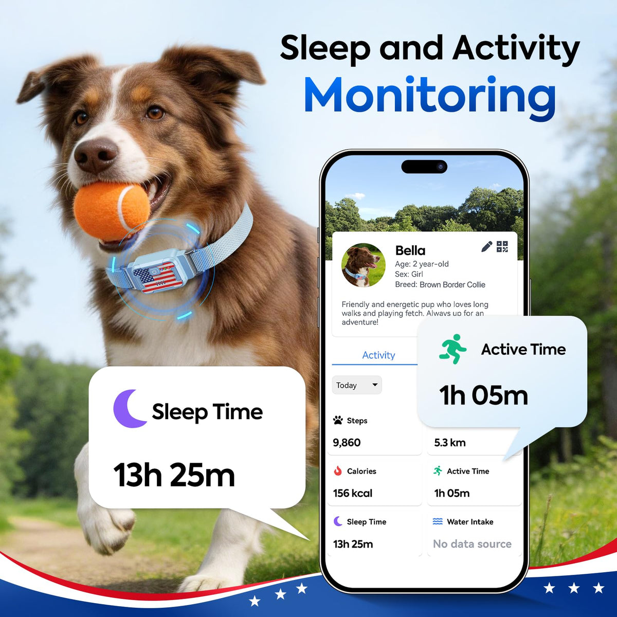 Smart Dog GPS Tracker, Complimentary 6-Month Subscription, Live Pet Tracker with Virtual Fence, Dog Tracker for Dogs with Health & Behavior Monitoring, Escape Alerts, with Virtual Fence, Blue