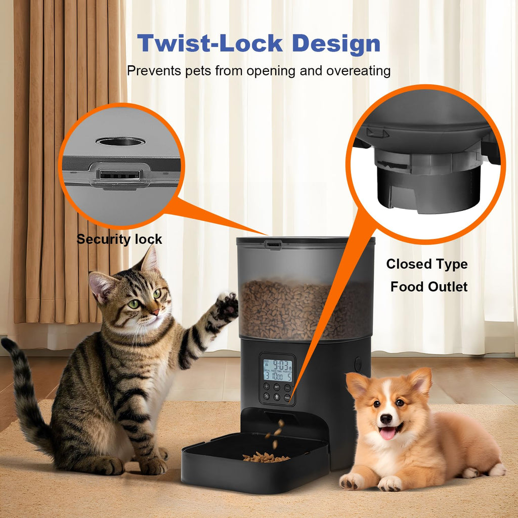 ANDOLL HOME Automatic Cat Feeder,4L Timed Cat＆Dog Dry Food Dispenser