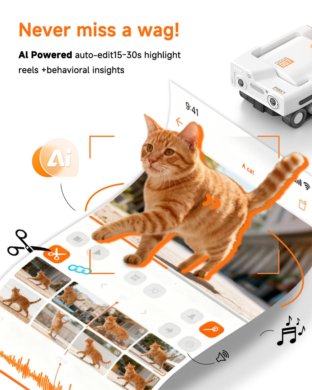 PICKFUN PMATE AI 2K Self-Moving Pet Camera Rover