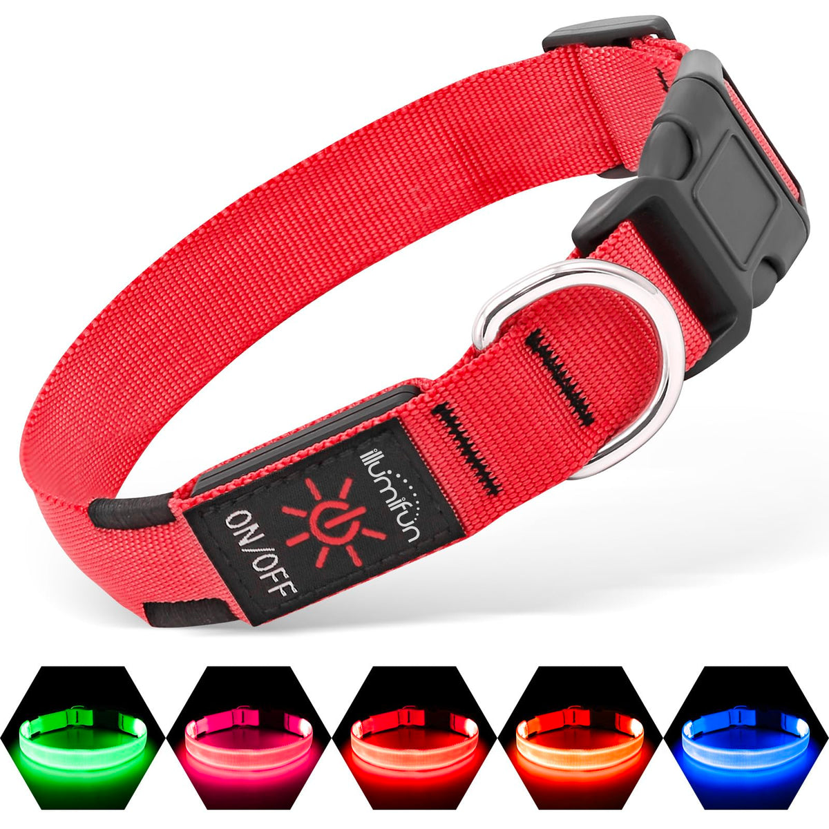 LED Dog Collar, USB-C Rechargeable Light Up Dog Collar for Night Walking