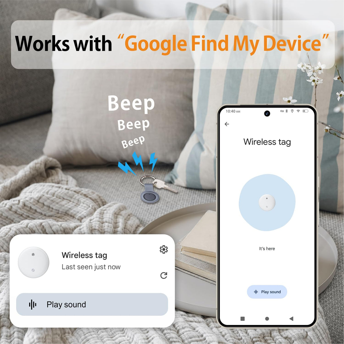 Bestray Air Tracker Tag for Android - 4 Pack, Bluetooth Tracker for Android Phones, Compatible with Google Find Hub Device
