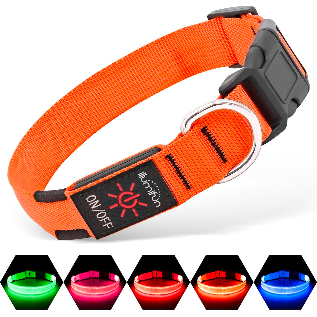 LED Dog Collar, USB-C Rechargeable Light Up Dog Collar for Night Walking