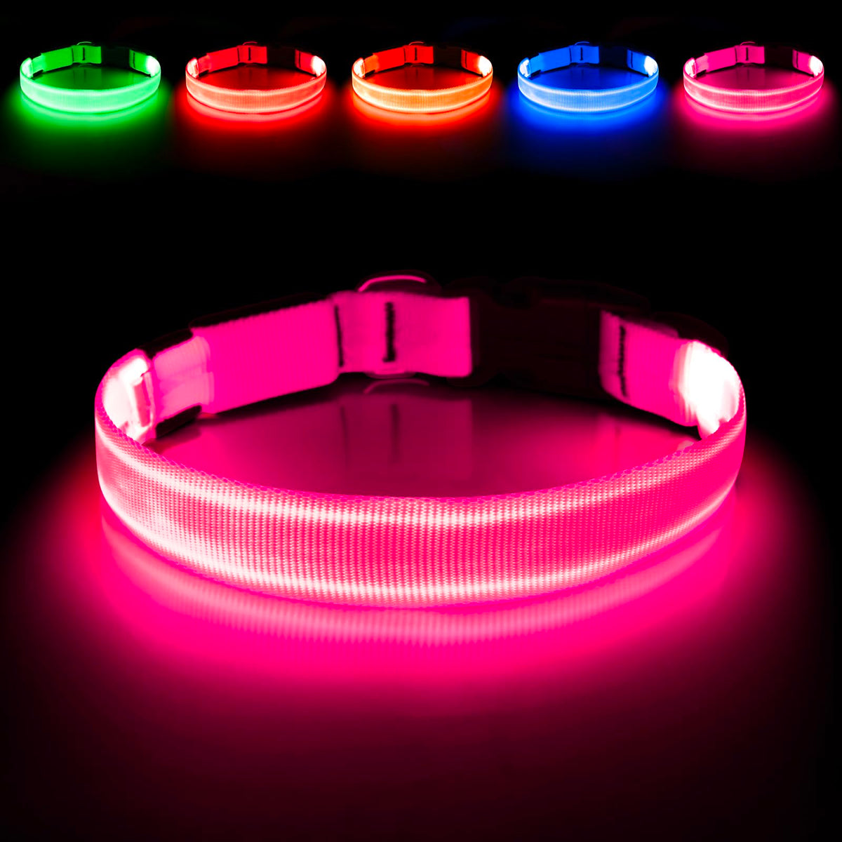 LED Dog Collar, USB-C Rechargeable Light Up Dog Collar for Night Walking