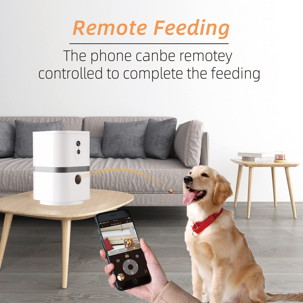SKYMEE Petalk AI II Dog Camera Automatic Treat Dispenser, 5G WiFi Full HD Pet Camera with 180° Pan Full-Room View,Night Vision,Two Way Audio for Dogs and Cats,Compatible with Alexa (Support 5G WiFi)