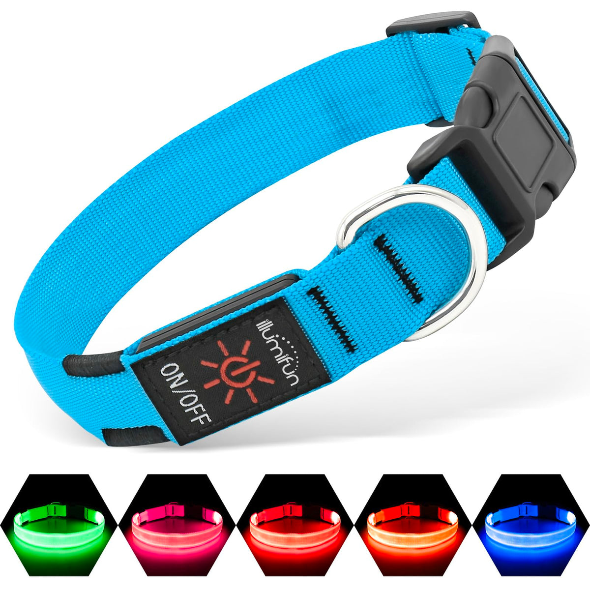 LED Dog Collar, USB-C Rechargeable Light Up Dog Collar for Night Walking