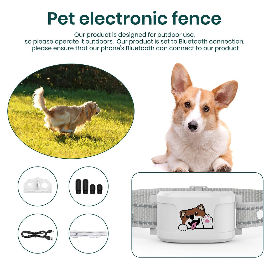 Wireless Dog Fence, GPS Dog Collar Fence System No Subscription with Training Collar, Electric Fence for Dogs Circular & Custom Boundary, IPX7 Waterproof Rechargeable of Dogs