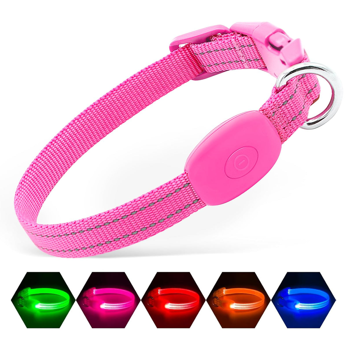 LED Dog Collar, USB-C Rechargeable Light Up Dog Collar for Night Walking