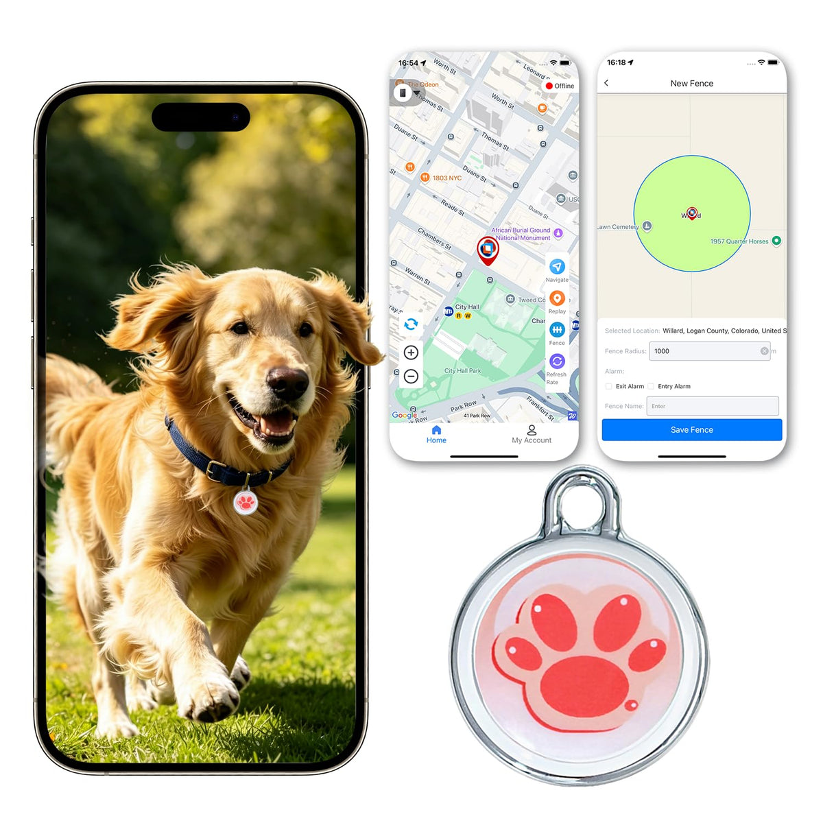 GPS Tracker for Dogs, Smart Dog Tracker with Real-Time Location