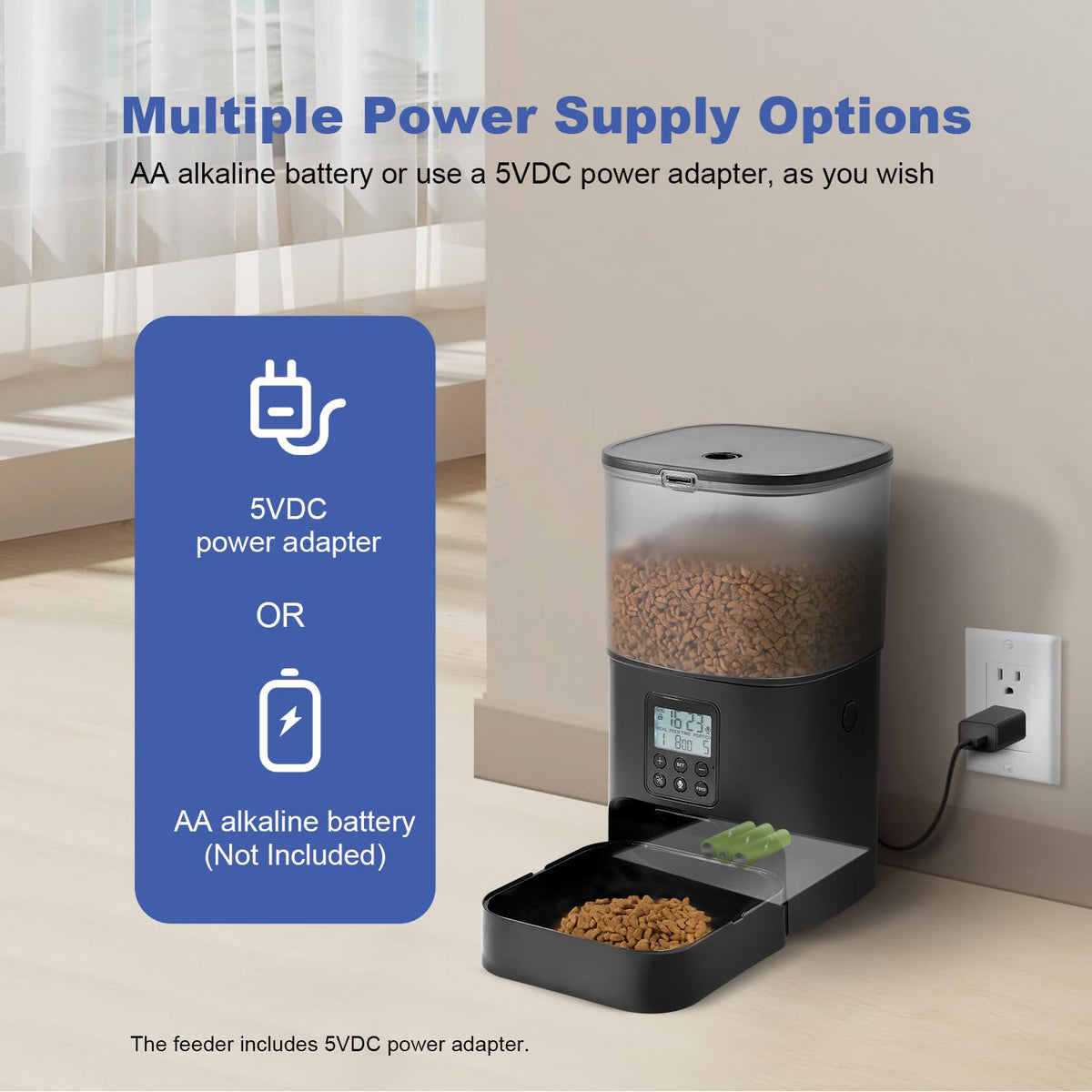 ANDOLL HOME Automatic Cat Feeder,4L Timed Cat＆Dog Dry Food Dispenser