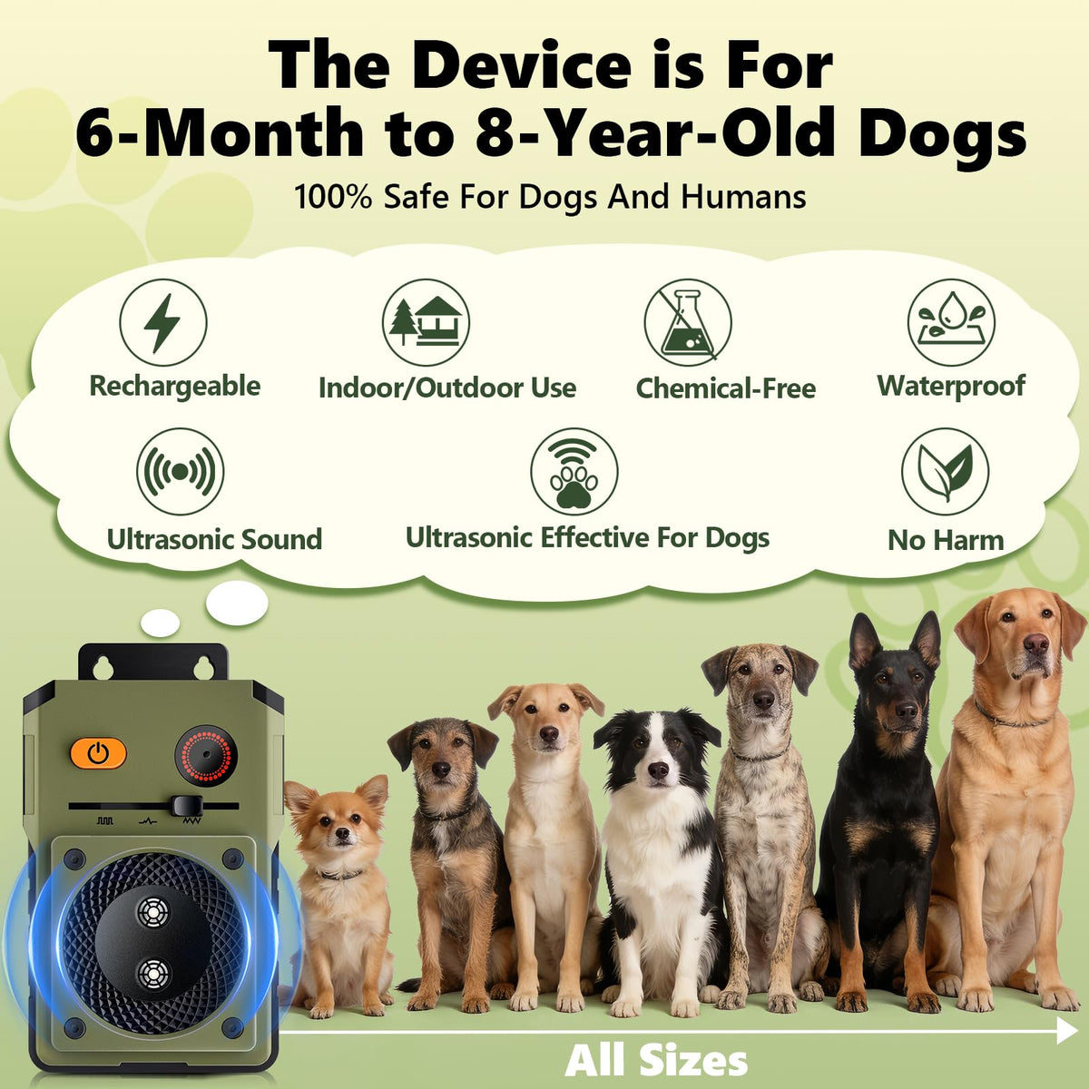 Rechargeable Ultrasonic Anti-Bark Dog Training Device