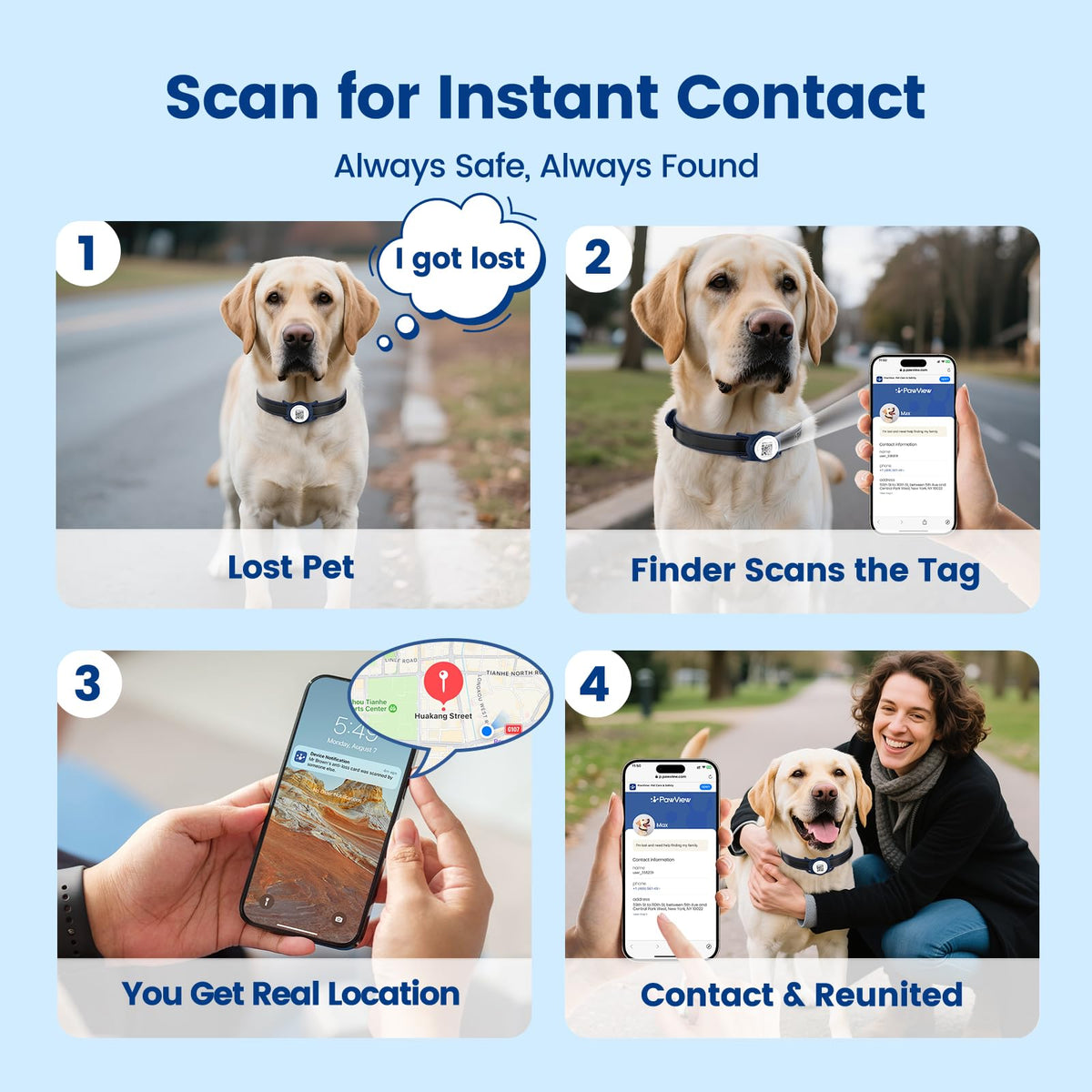 PawView Smart Pet Tracker with QR ID Holder, Compatible with Apple Find My