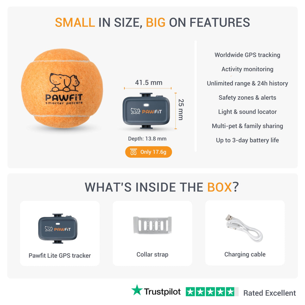 Pawfit Lite 4G GPS Dog Tracker with Live Tracking