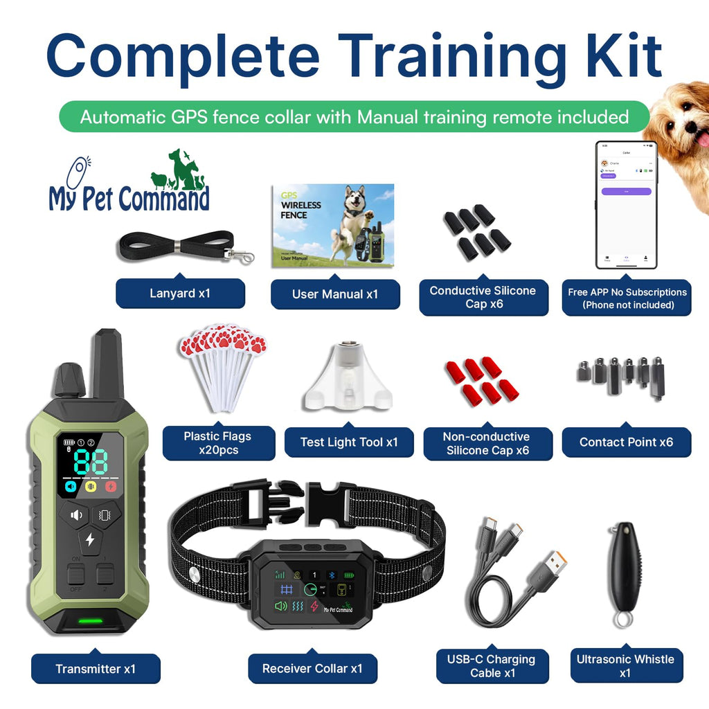 My Pet Command 2-in-1 Smart GPS Dog Fence & Training Collar