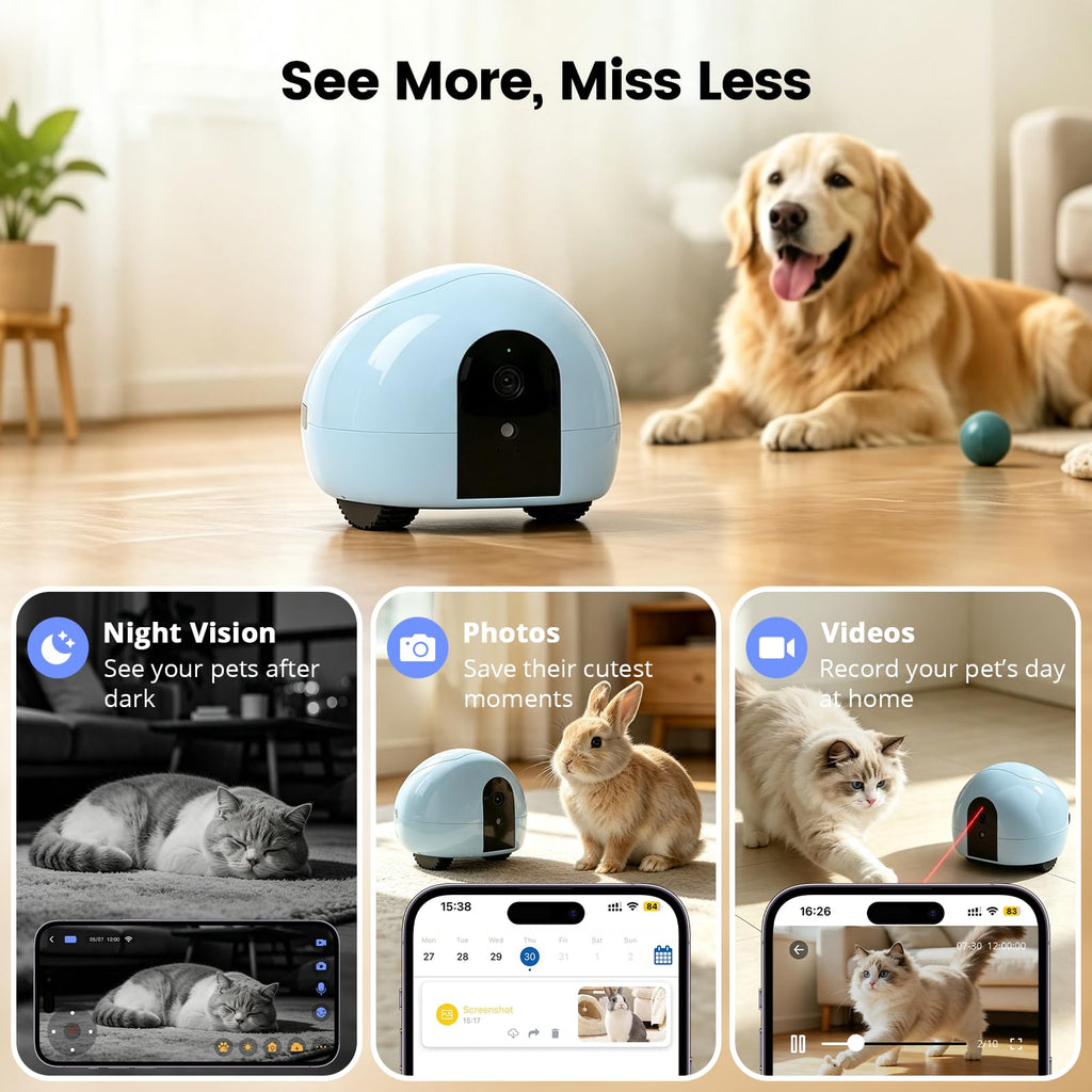 PUMPKII Smart Pet Camera Robot with Treat Dispenser & Laser