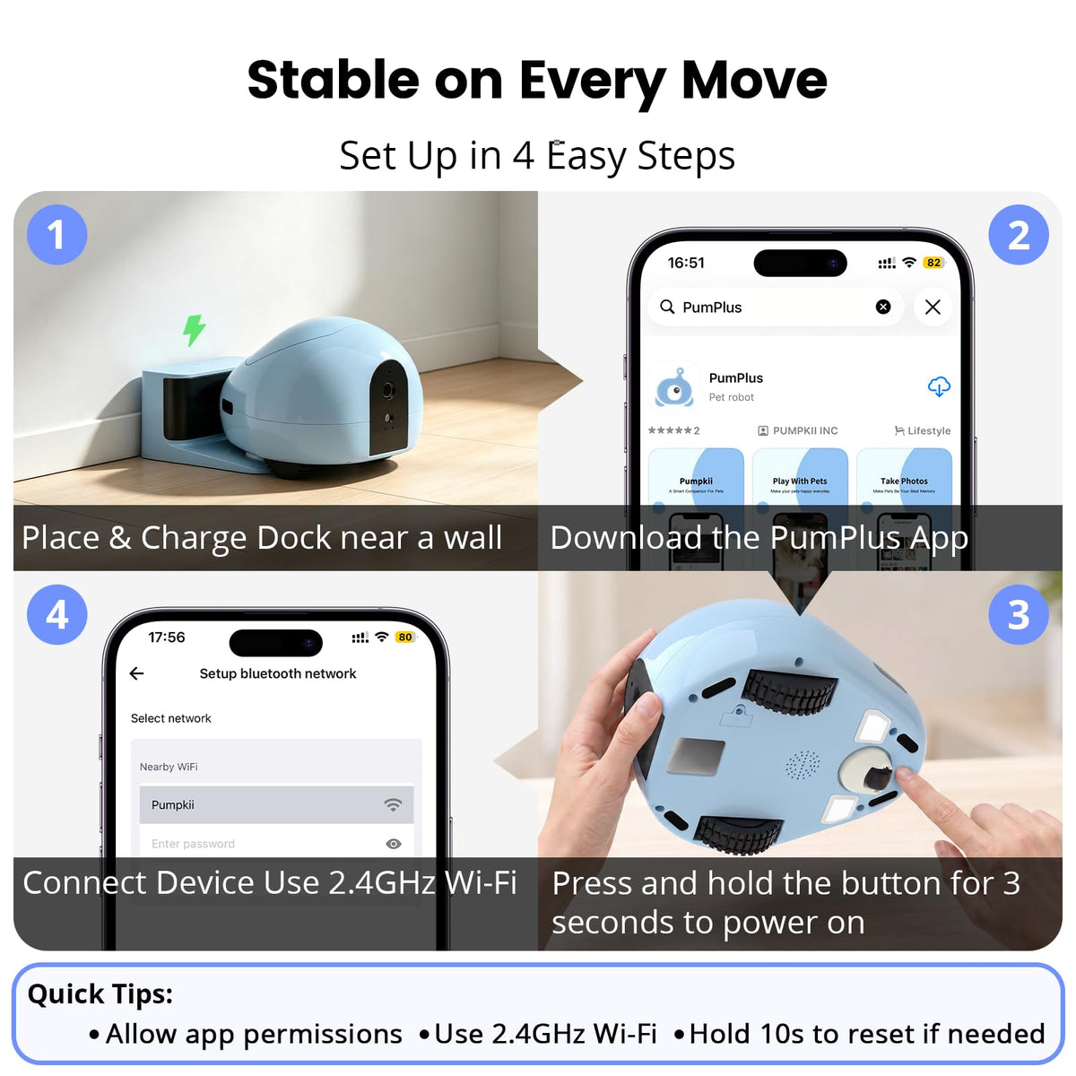 PUMPKII Smart Pet Camera Robot with Treat Dispenser & Laser