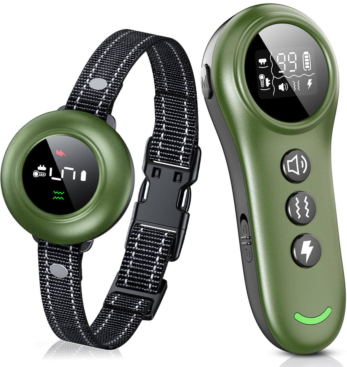 2-in-1 Dog Shock Collar & Dog Bark Collar - Smart Anti Barking Dog Training Collar with 5 Adjustable Sensitivity & 3300FT Remote for All Breeds IP67 Waterproof E-Collar with Beep Vibration Shock