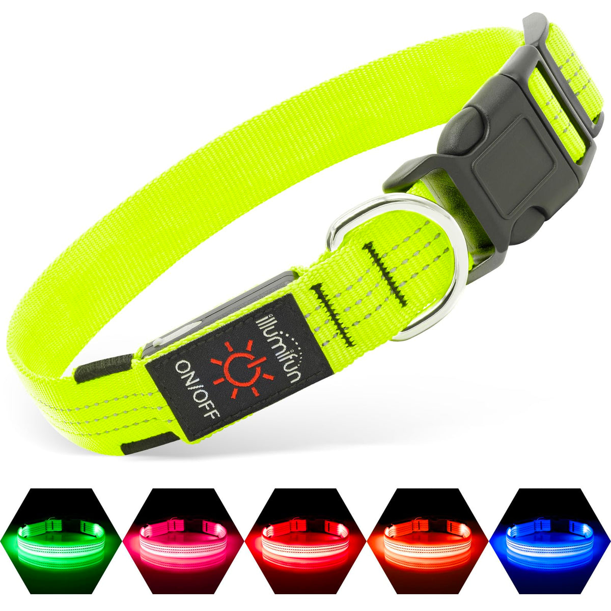 LED Dog Collar, USB-C Rechargeable Light Up Dog Collar for Night Walking